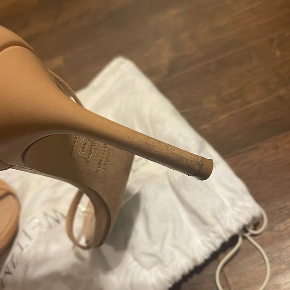 Stuart Weitzman Nudistsong Strap Sandal Heels in Leather/Adobe Beige - Picture 7 of 10